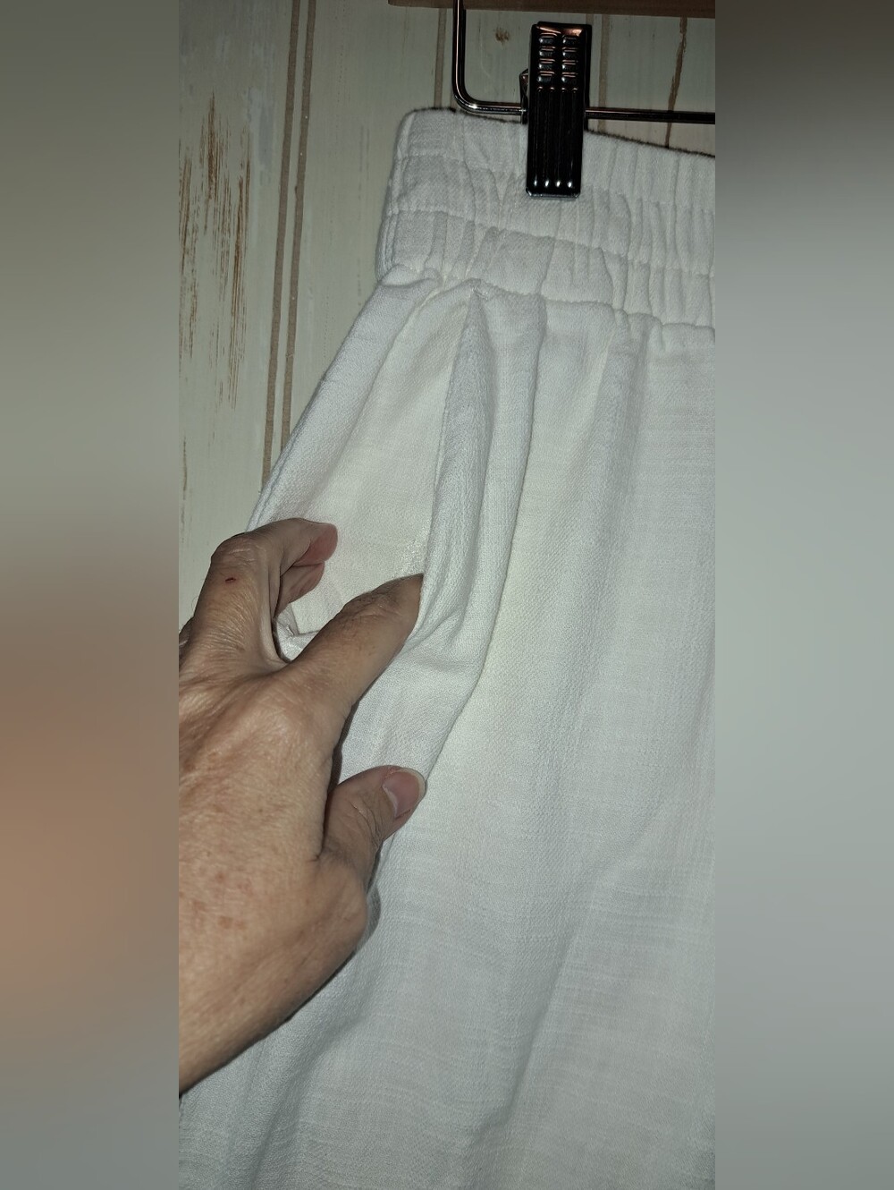 Maine Layer Elle Relaxed Crop Cotton Textured Pant XS Read White Beach Comfort - Picture 5 of 9